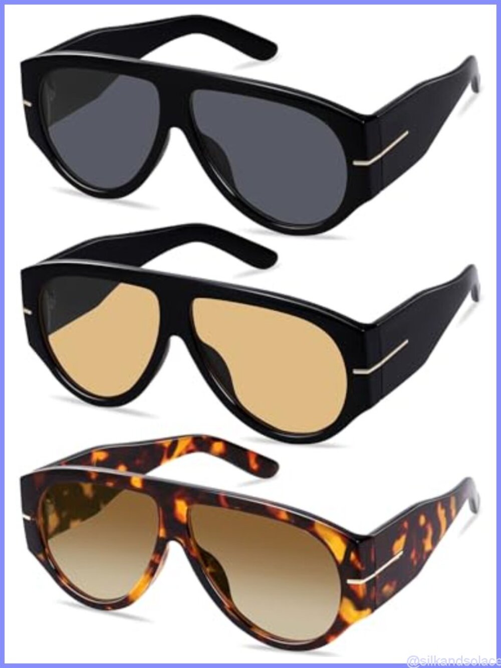 Oversized Retro Aviator Sunglasses UV400 Full Frame Oval for Women Men